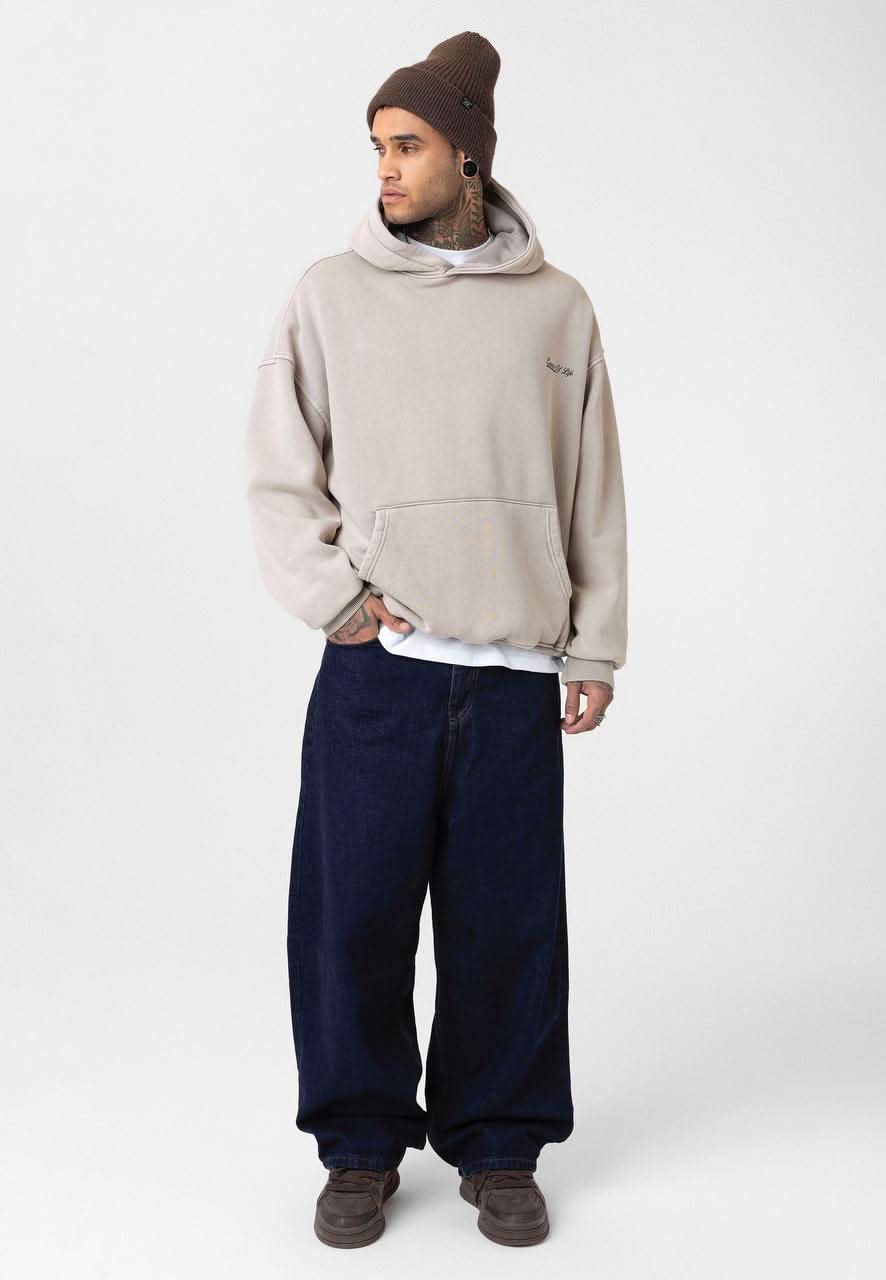 Beige Washed Oversized Hoodie