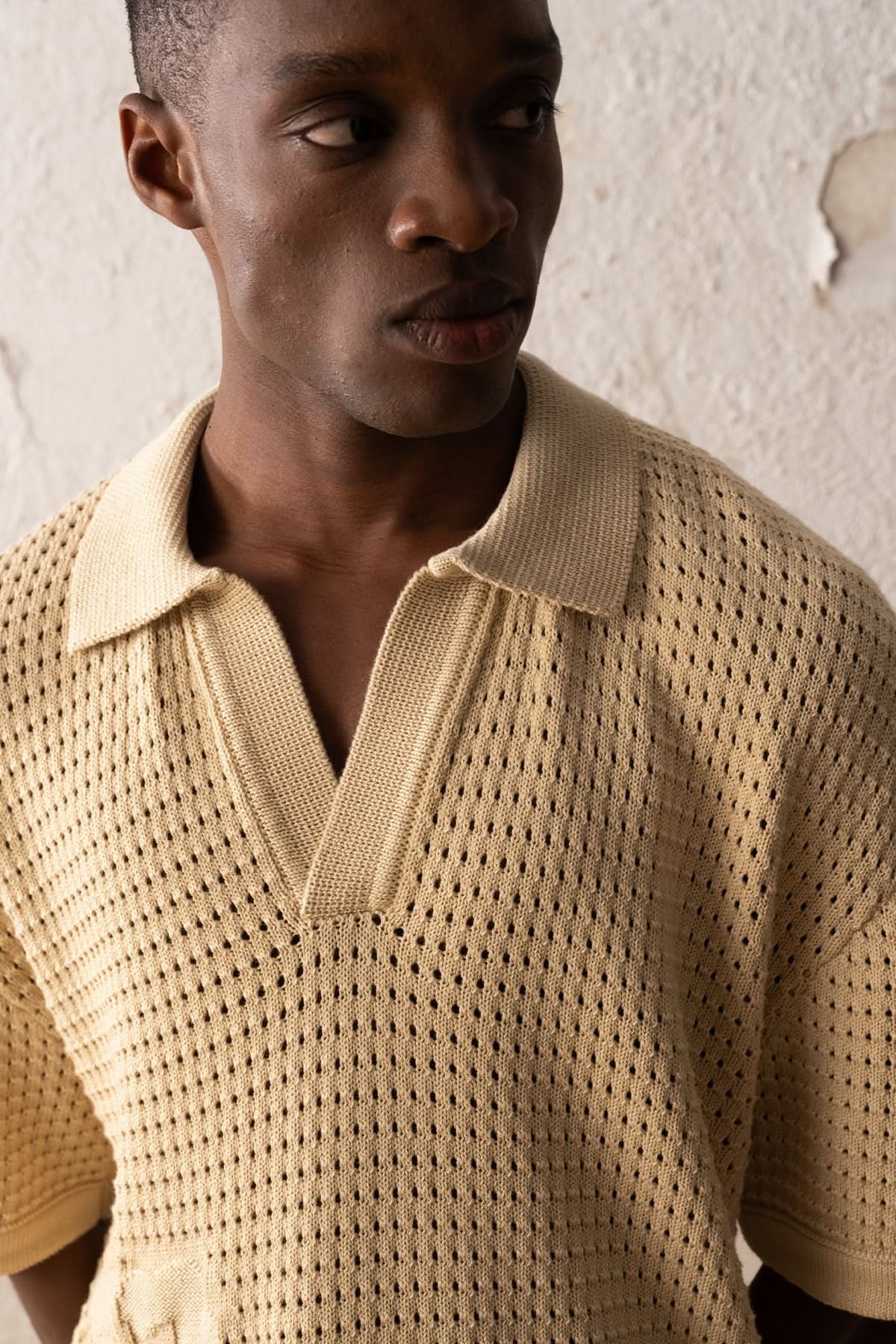 Crochet Knit Polo Shirt