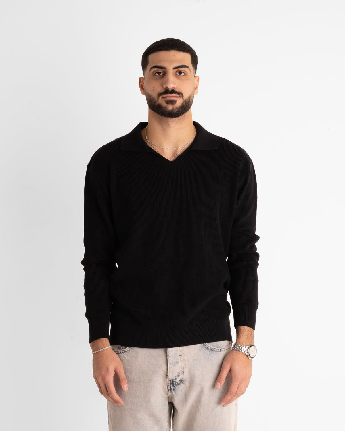 Enrico Polo Collar Sweater - Black