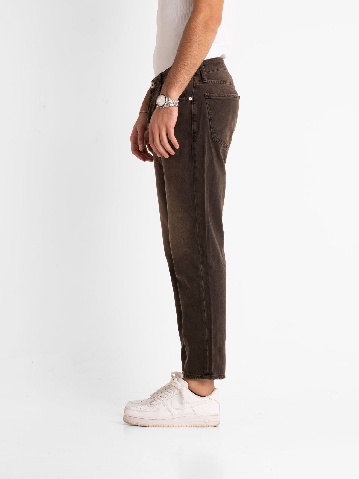 Boyfriend Jeans - Dark Brown Washed Vintage