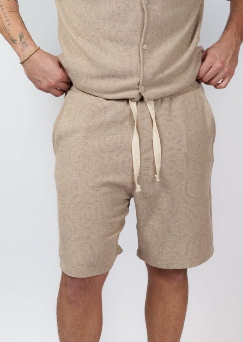 Beige Knit Shorts