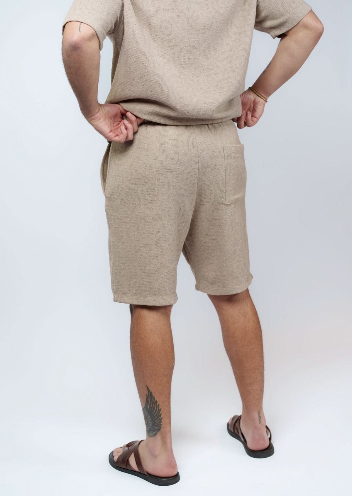 Beige Knit Shorts