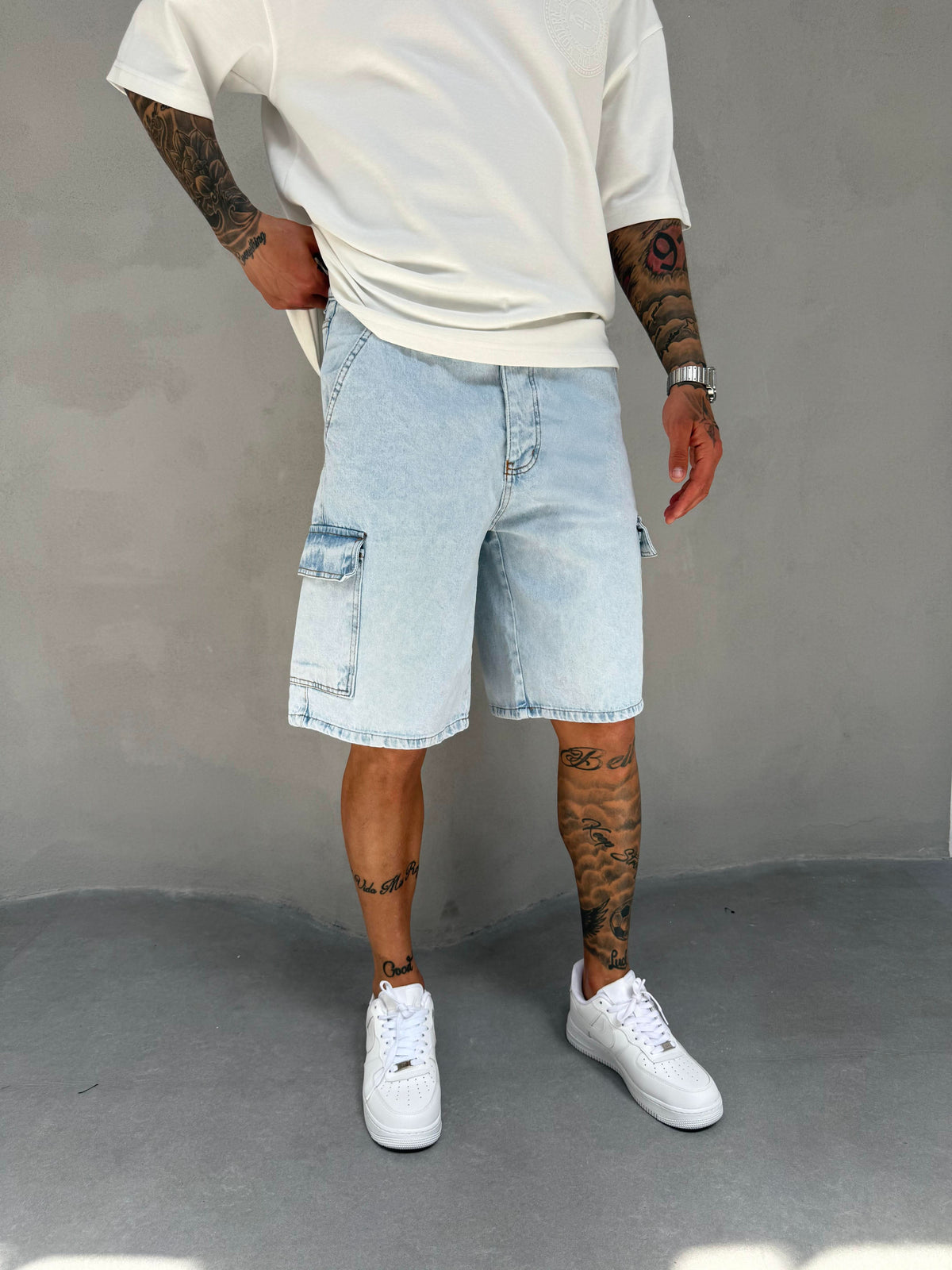 Denim Cargo Shorts