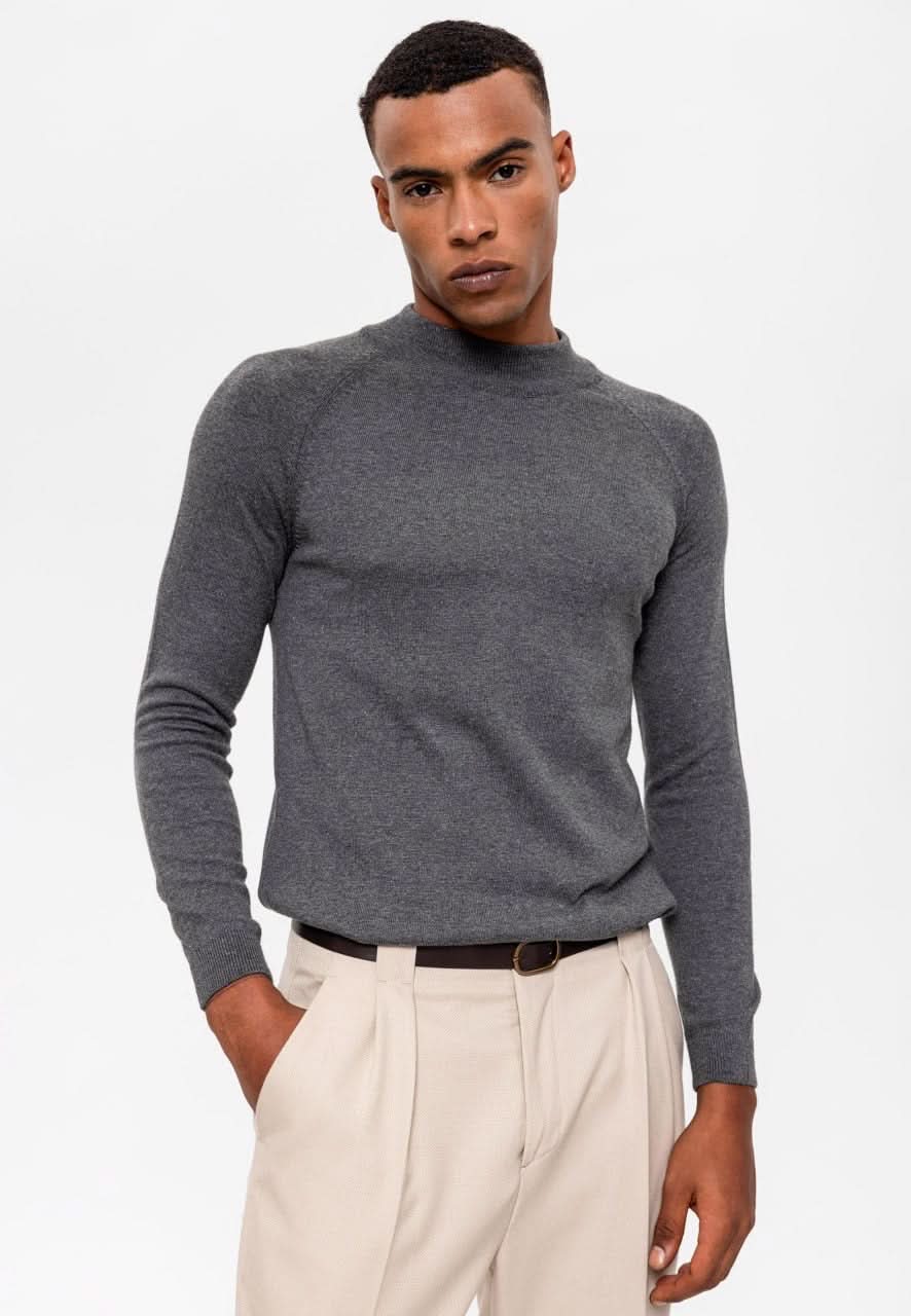 Half Turtleneck Slim Fit Knitwear in Grey