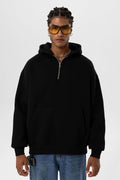 Black Hooded Oversize Zipper Sweatshirt