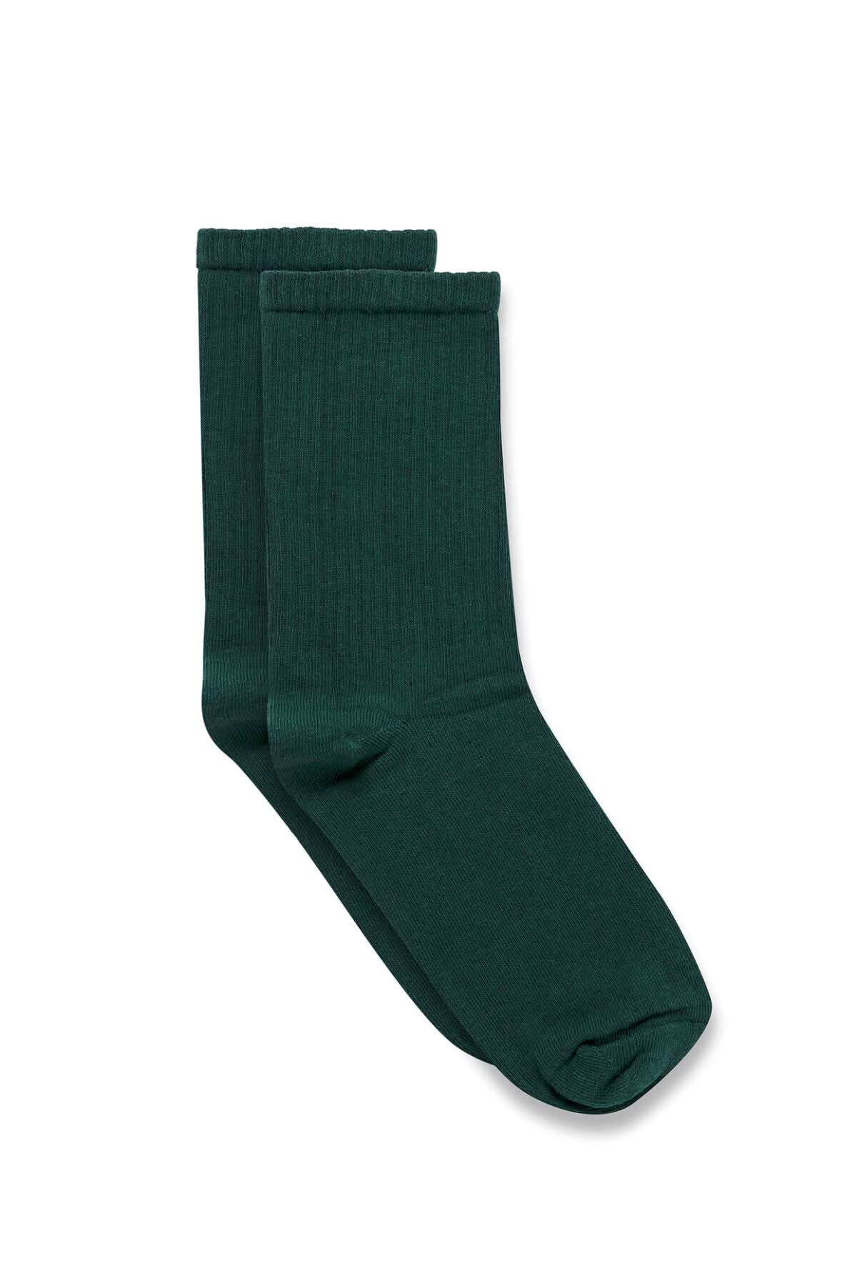 Dark Green Long Basic Socks
